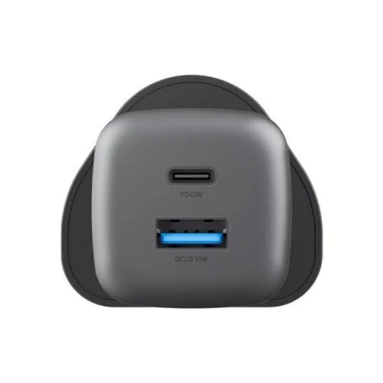 Energea Ampcharge Mini 1-Port USB-C and 1-Port USB-A 45W PD Wall Charger - Gunmetal